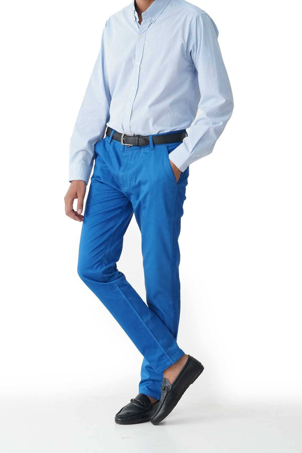 Elo Jamclo Originals Men's Button Down Grid Casual Shirt White & Blue