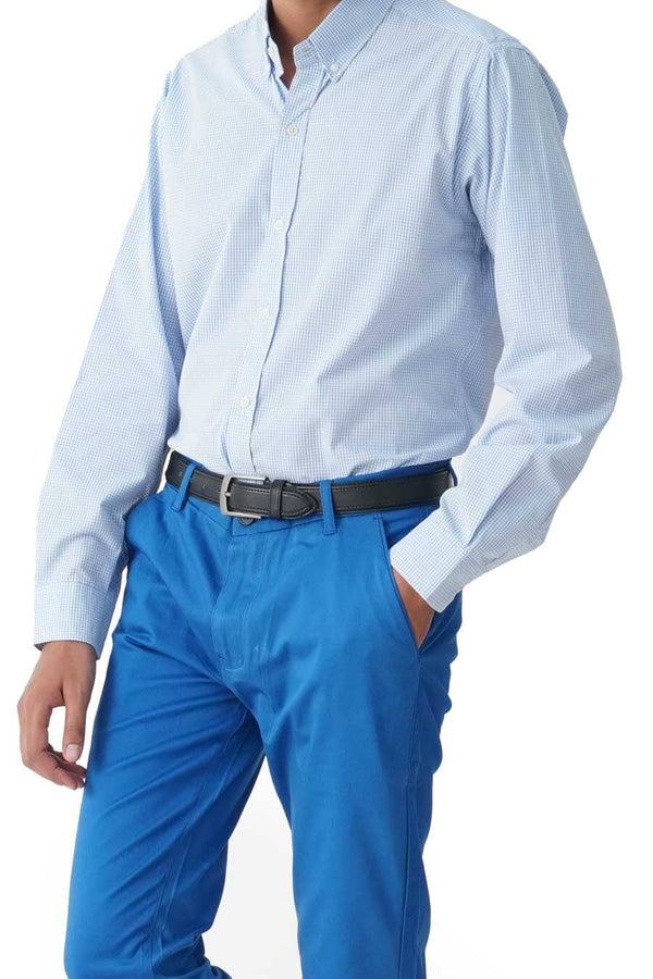 Elo Jamclo Originals Men's Button Down Grid Casual Shirt White & Blue