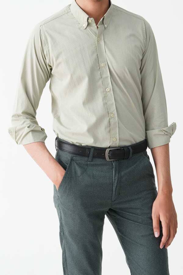 Elo Jamclo Originals Men's Button Down Micro Check Casual Shirt Mint