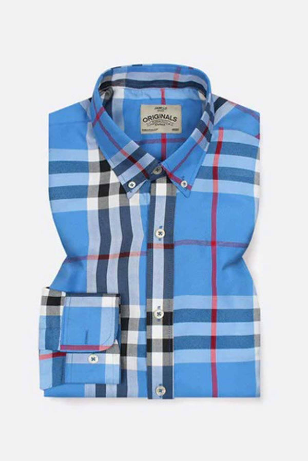 elo Jamclo Originals Men's Checked Casual Shirt Blue