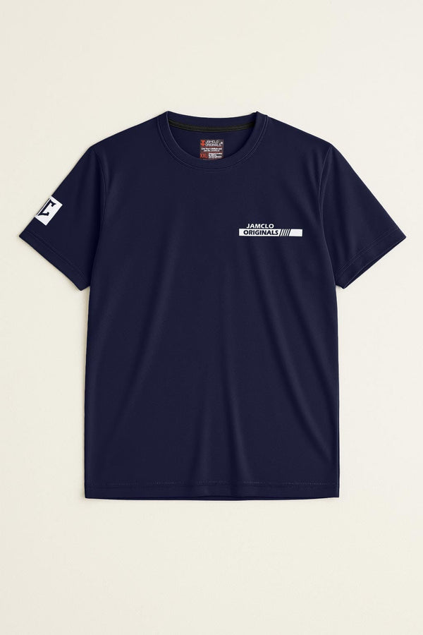 elo Jamclo Originals Men's Dry Fit Logo Activewear Tee Shirt Navy