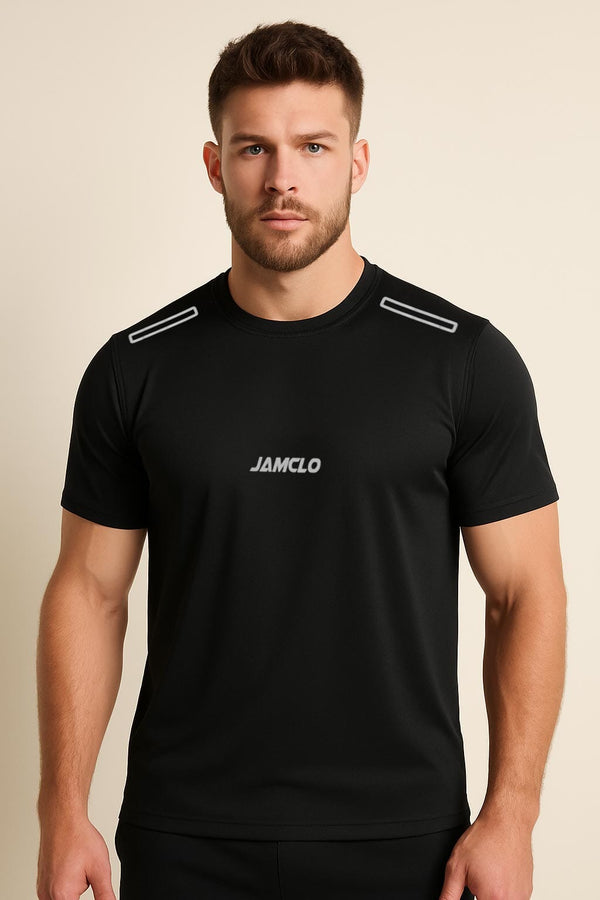 elo Jamclo Originals Men's Dry Fit Printed Activewear Tee Shirt Black