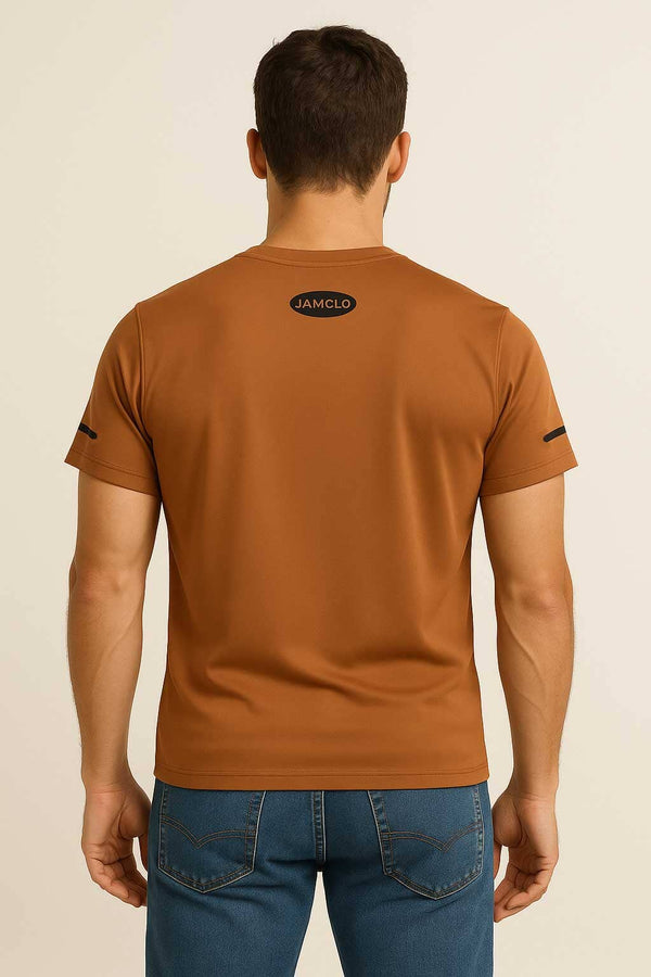 Elo Jamclo Originals Men's Dry Fit Stretchable Activewear Tee Shirt Brown
