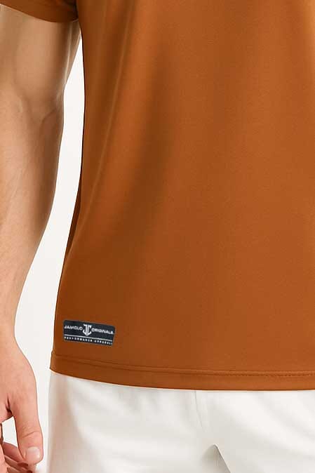 Elo Jamclo Originals Men's Dry Fit Stretchable Activewear Tee Shirt Brown