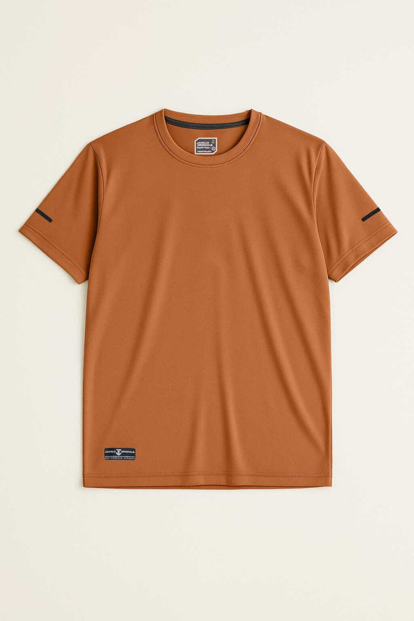 Elo Jamclo Originals Men's Dry Fit Stretchable Activewear Tee Shirt Brown