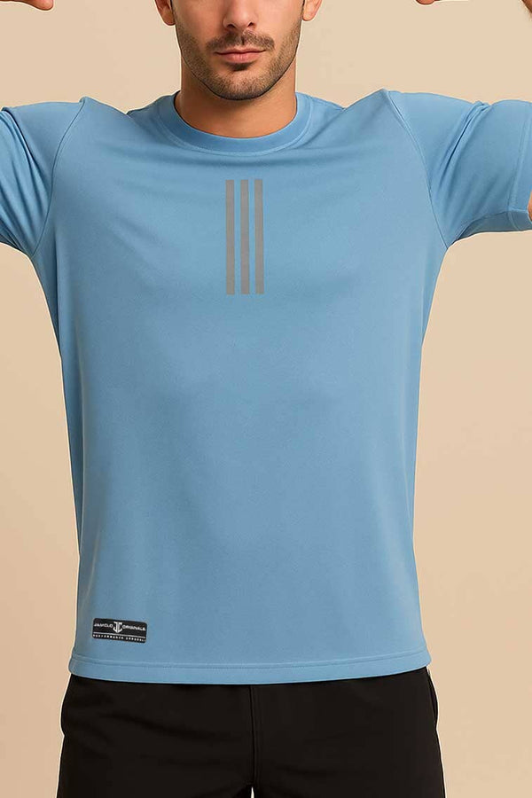 Elo Jamclo Originals Men's Dry Fit Striped Activewear Tee Shirt Black