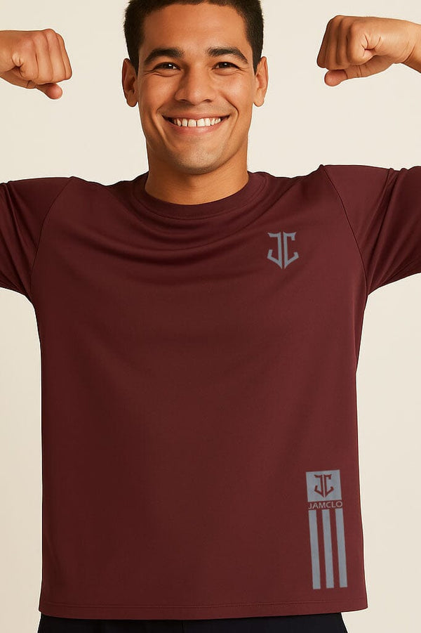 Elo Jamclo Originals Men's Reflective Logo Activewear Tee Shirt Brown