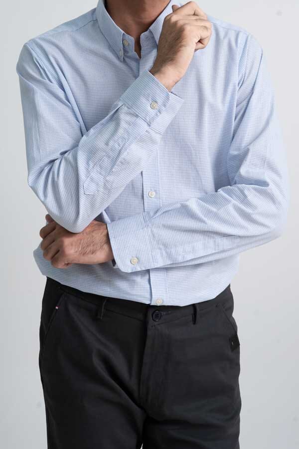 Elo Jamclo Originals Men's Textured Button Down Casual Shirt Light Blue