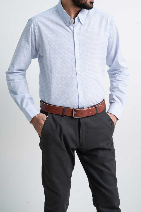 Elo Jamclo Originals Men's Textured Button Down Casual Shirt Light Blue