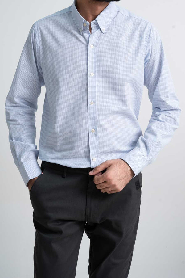 elo Jamclo Originals Men's Textured Button Down Casual Shirt Light Blue