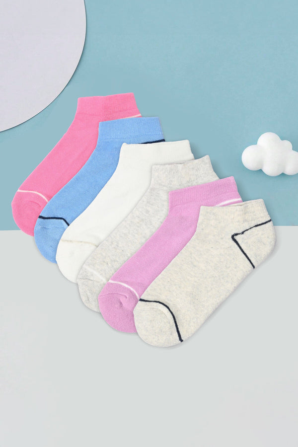 Elo Janina Women's Low Cut Tipped Socks - Pack Of 3 White