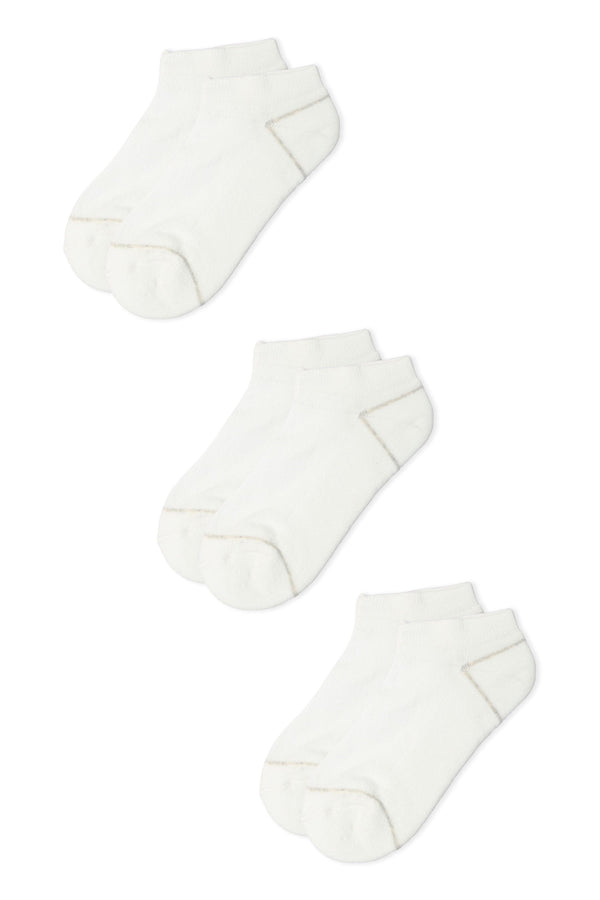 elo Janina Women's Low Cut Tipped Socks - Pack Of 3 White