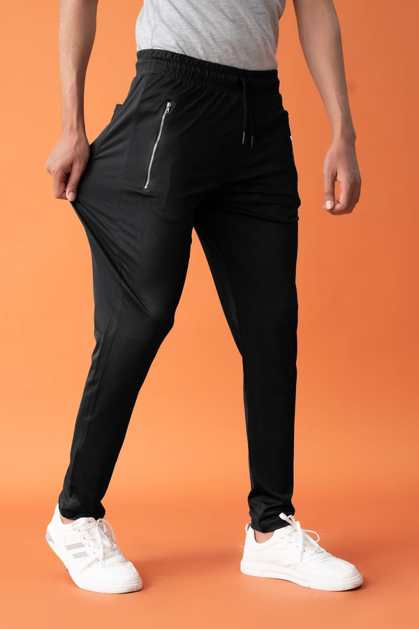 elo Jay Cee Men's Four-Way Stretchable Activewear Trousers Black