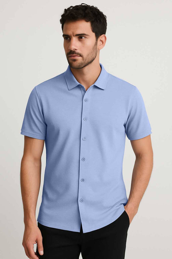 elo Jay Cee Men's Short Sleeve Casual Shirt Light Purple