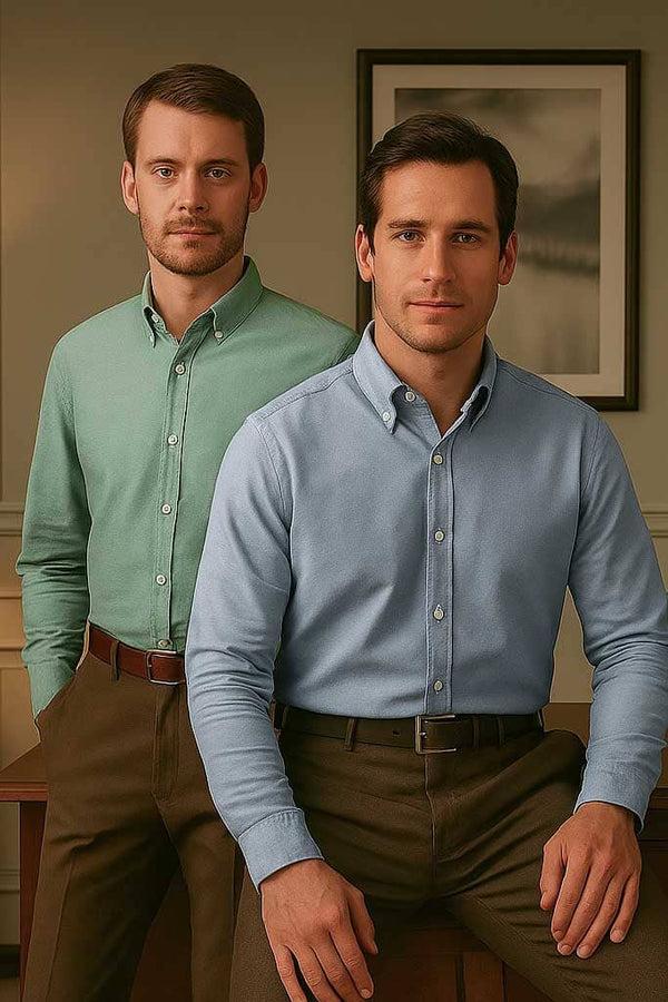 Elo Jay Cee Men's Textured Button Down Oxford Shirt Lilac