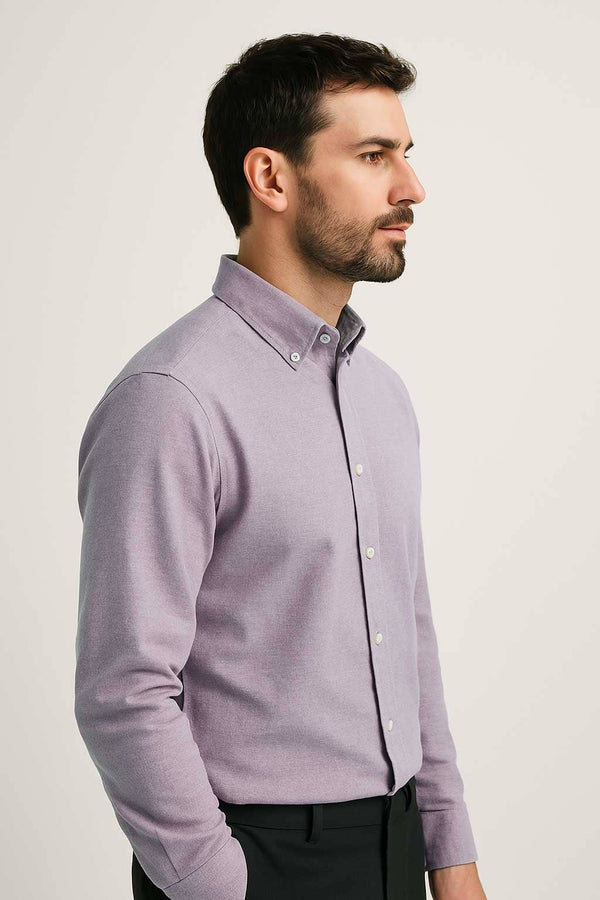 Elo Jay Cee Men's Textured Button Down Oxford Shirt Lilac