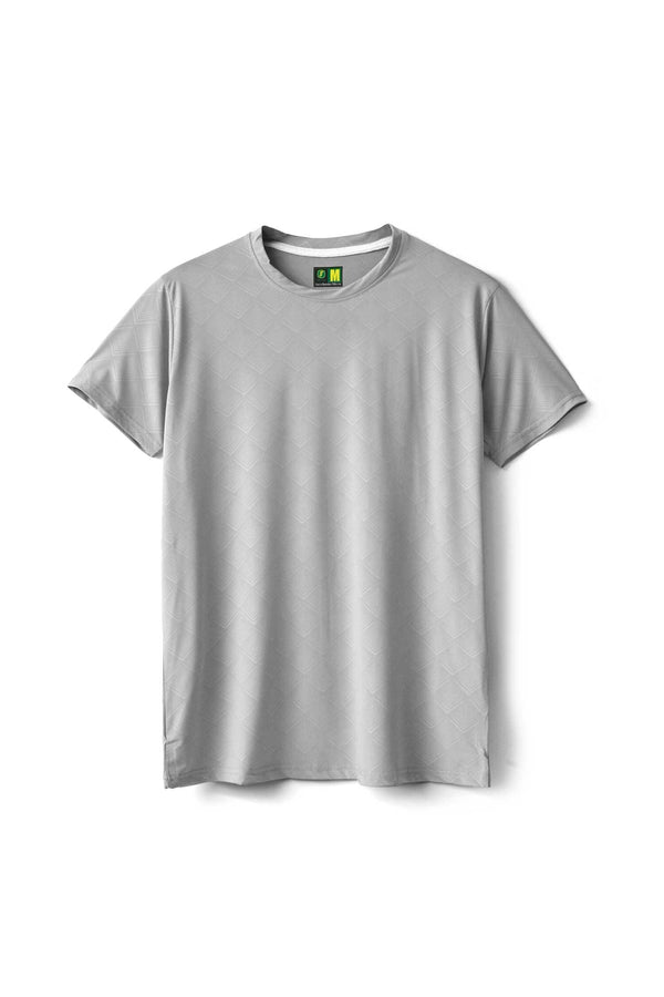 elo Jay Cee Men's Textured Dry Fit Activewear Tee Shirt Grey