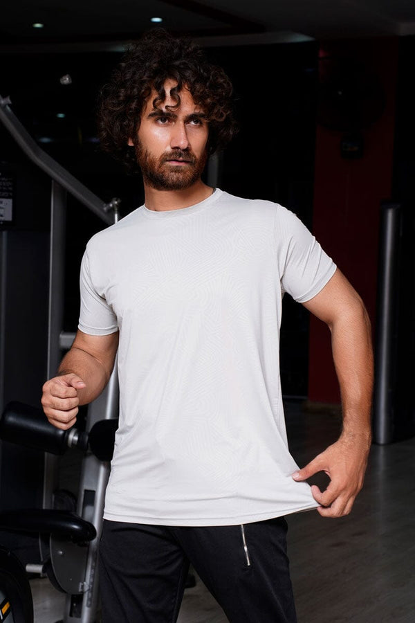 Elo Jay Cee Men's Wave Texture Dry Fit Activewear Tee Shirt Grey