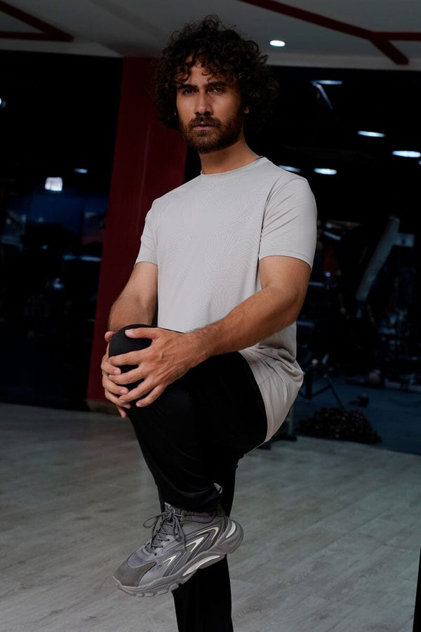 Elo Jay Cee Men's Wave Texture Dry Fit Activewear Tee Shirt Grey