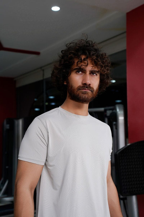 Elo Jay Cee Men's Wave Texture Dry Fit Activewear Tee Shirt Grey