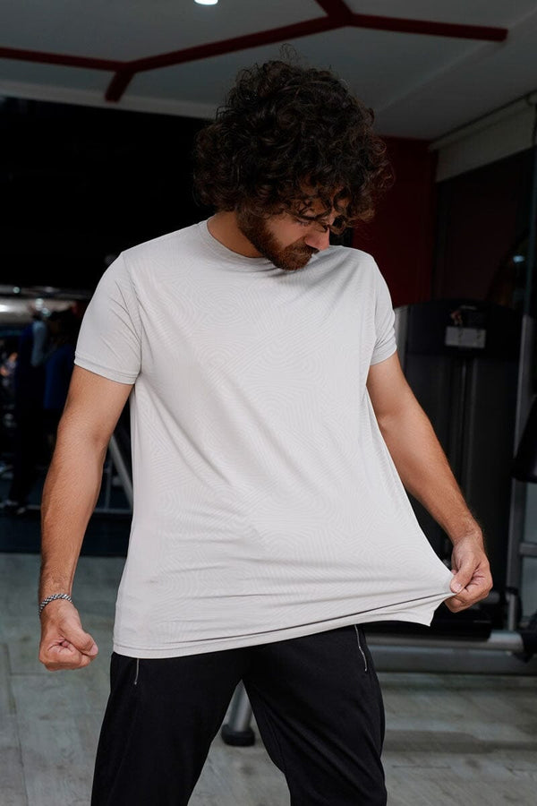 elo Jay Cee Men's Wave Texture Dry Fit Activewear Tee Shirt Grey