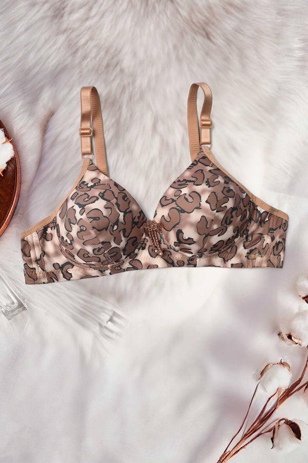 Elo Jiacoo Women's Leopard Printed Push Up Padded Bra Magenta