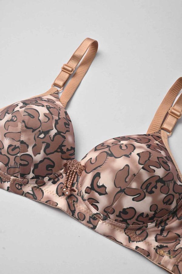 Elo Jiacoo Women's Leopard Printed Push Up Padded Bra Magenta