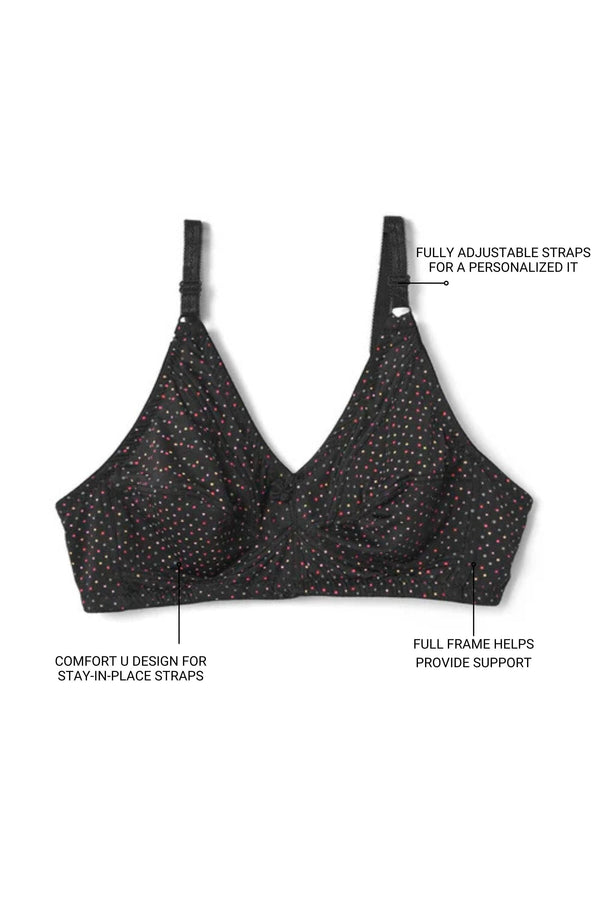 Elo Jina Yemei Women's Polka Dots Stretchable Bra Maroon