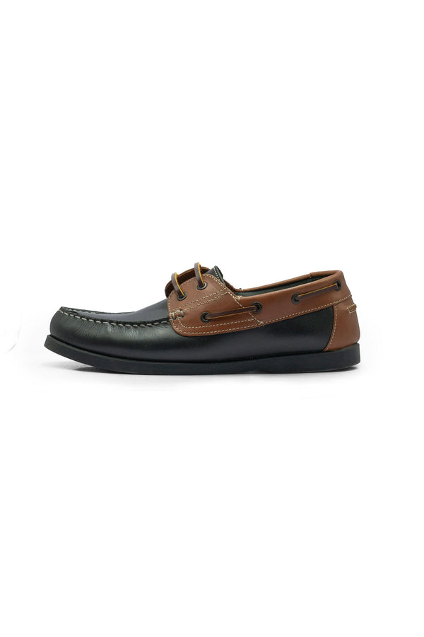 Elo Journie Men's Two-Tone Leather Boat Shoes Black
