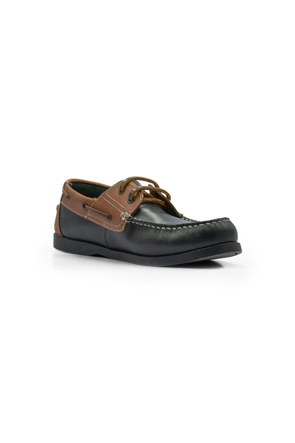 Elo Journie Men's Two-Tone Leather Boat Shoes Black