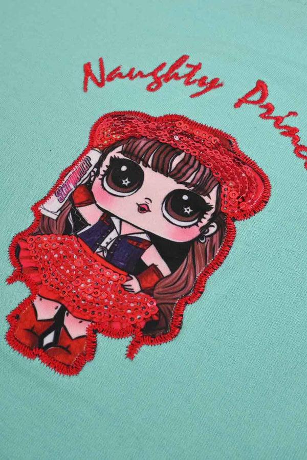 Elo Junior Girl's Noughty Princes Embellish Tee Shirt Navy Marl