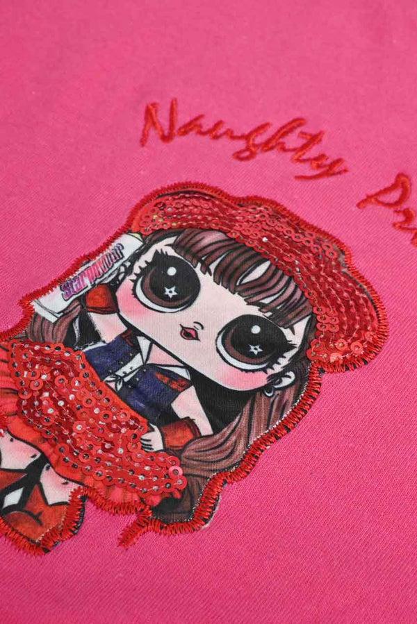 Elo Junior Girl's Noughty Princes Embellish Tee Shirt Navy Marl