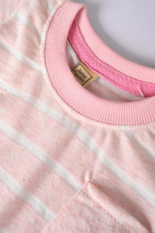 Elo Junior Republic Kid's Stripes Style Tee Shirt Powder Pink