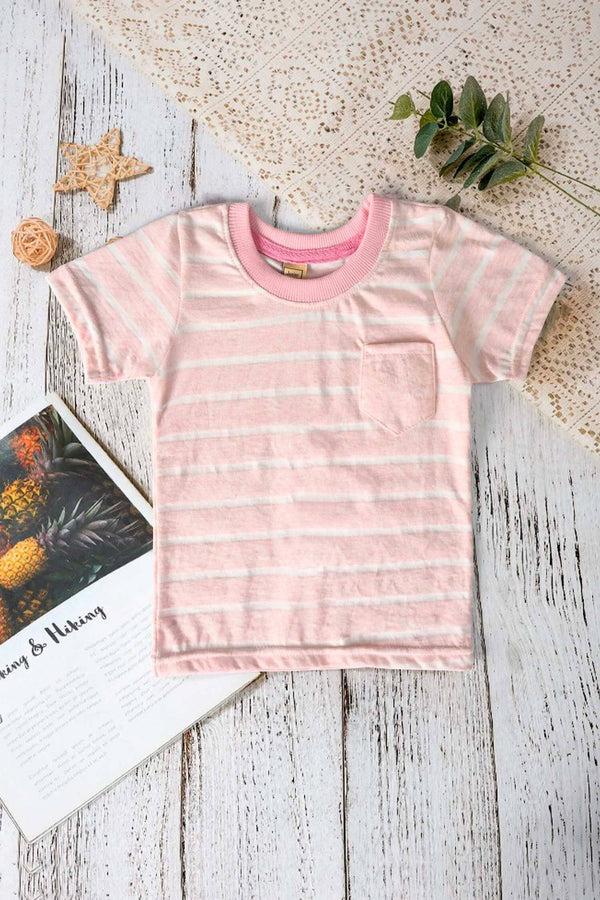 elo Junior Republic Kid's Stripes Style Tee Shirt Powder Pink