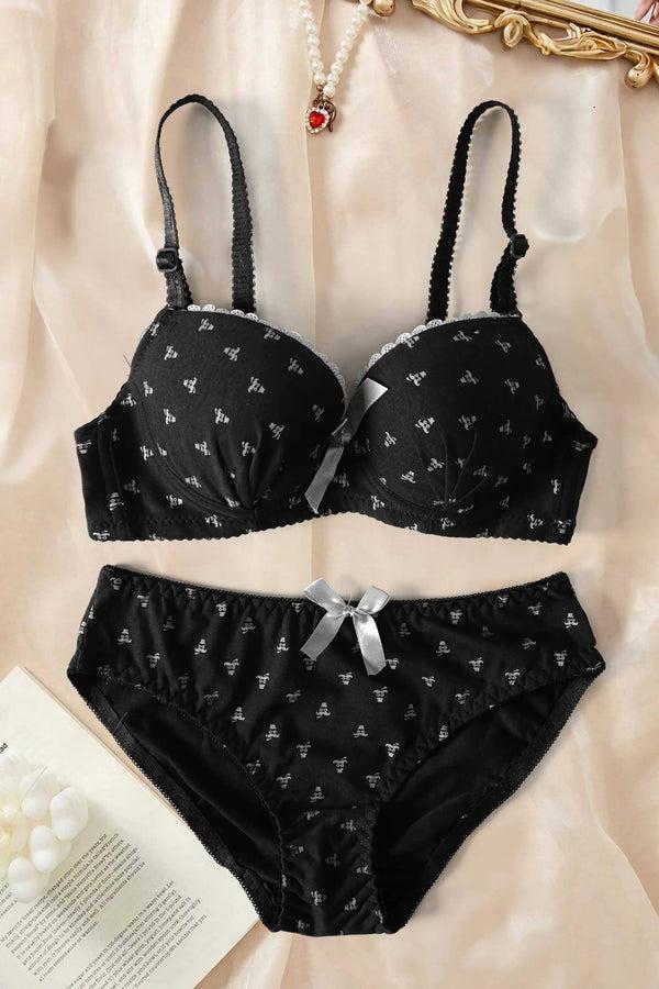 elo Kangxin Women's Wired Padded Bra & Pantie Set Black