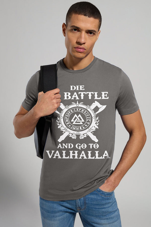 Elo Kelbrg Men's Die In Battle Printed Classic Tee Shirt Graphite