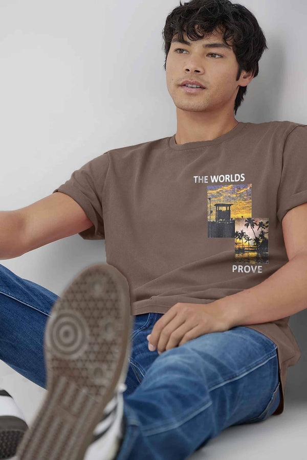 Elo Kelbrg Men's The World's Prove Printed Classic Tee Shirt Grey