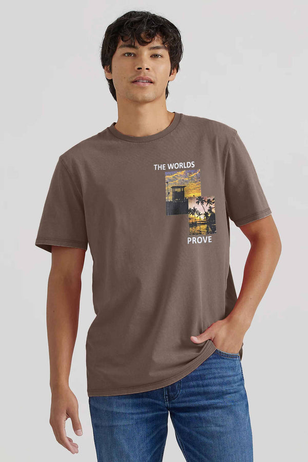Elo Kelbrg Men's The World's Prove Printed Classic Tee Shirt Grey