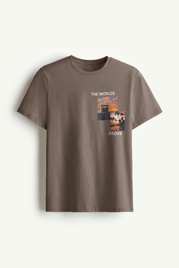 Elo Kelbrg Men's The World's Prove Printed Classic Tee Shirt Grey