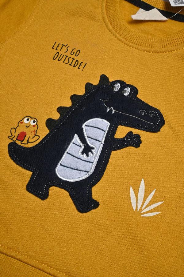 Elo Kid's Applique Crocodile Fleece Sweat Shirt Mud