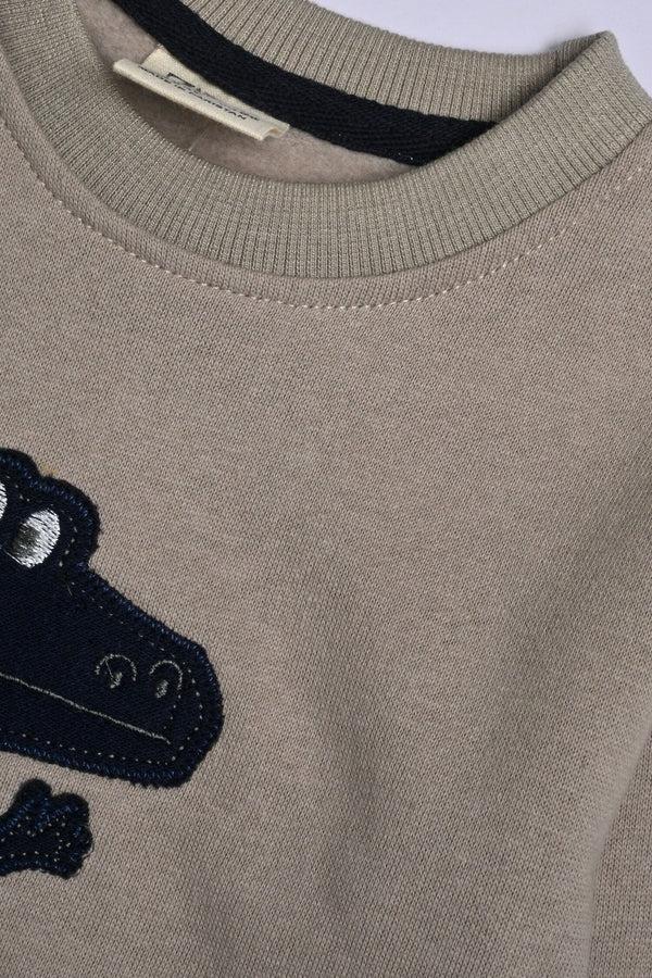Elo Kid's Applique Crocodile Fleece Sweat Shirt Mud