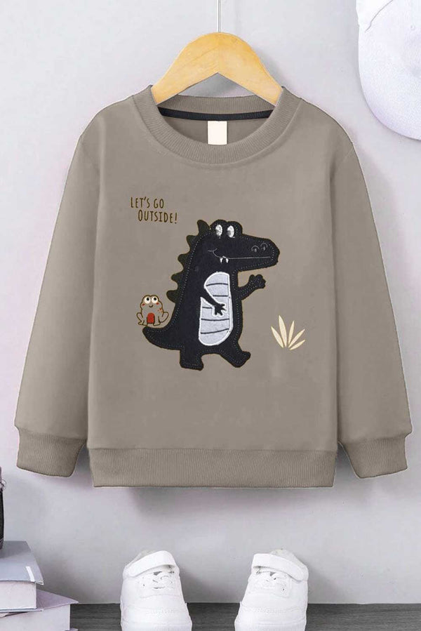 elo Kid's Applique Crocodile Fleece Sweat Shirt Mud
