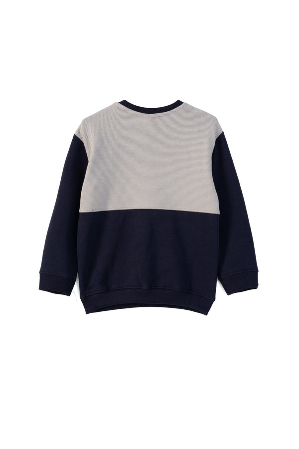 Elo Kid's Applique Play Ground Fleece Sweat Shirt Navy & Grey