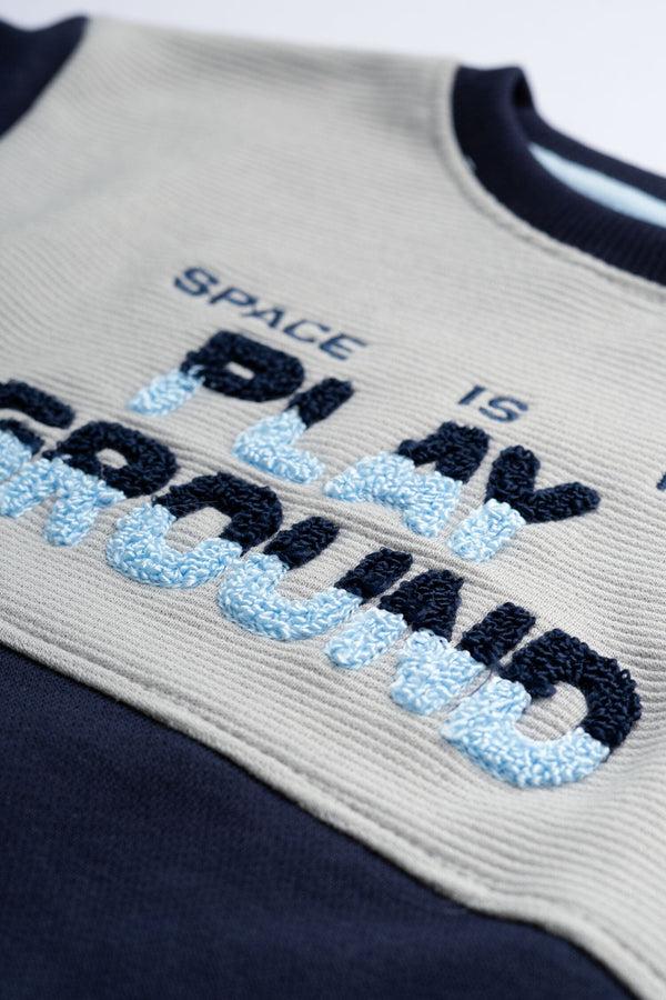 Elo Kid's Applique Play Ground Fleece Sweat Shirt Navy & Grey