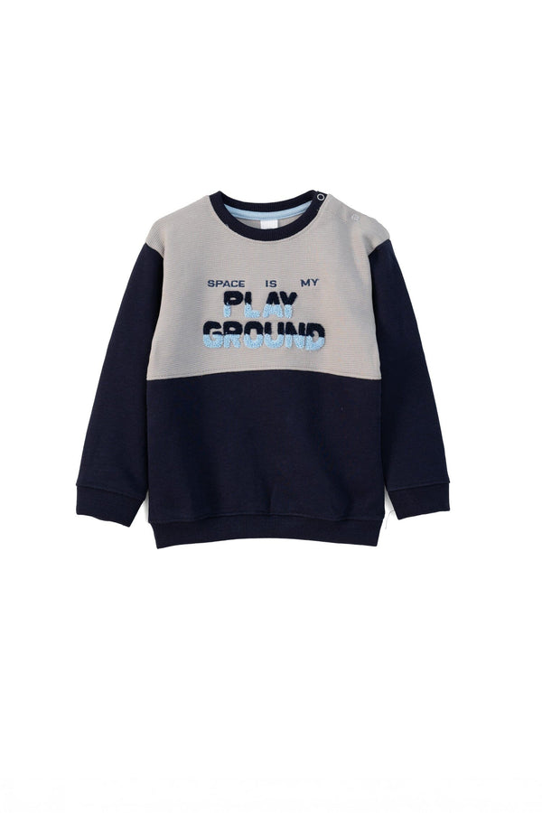 elo Kid's Applique Play Ground Fleece Sweat Shirt Navy & Grey