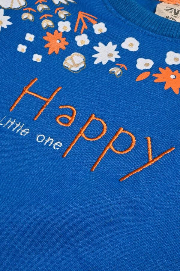 Elo Kid's Floral Printed Happy Little One Minor Fault Fleece Sweat Shirt Heather Grey