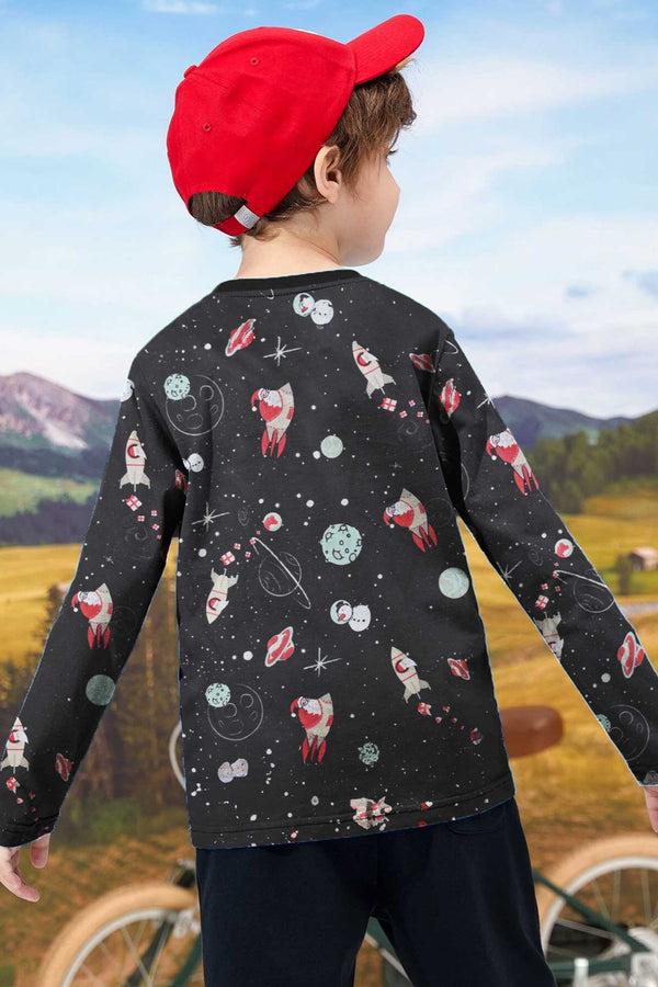 Elo Kid's Glaxay Printed Long Sleeve Tee Shirt Black