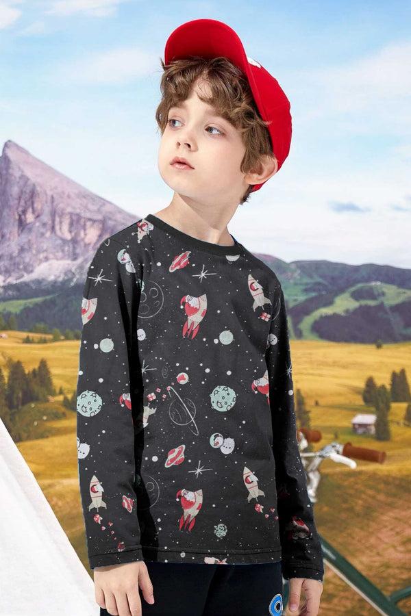 Elo Kid's Glaxay Printed Long Sleeve Tee Shirt Black