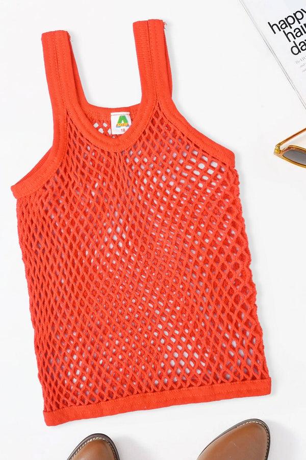 elo Kid's Knitted Net Sleeveless Sando Vest Coral Red