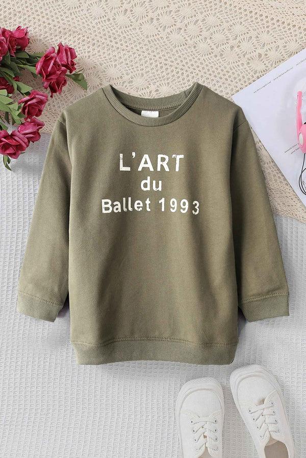 elo Kid's L Art Du Ballet Printed Terry Sweat Shirt Light Olive